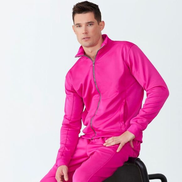 GSTQ Mens Medium Track Jacket Zip Up Hot Pink Athletic Luxury Streetwear NEW - Picture 11 of 12